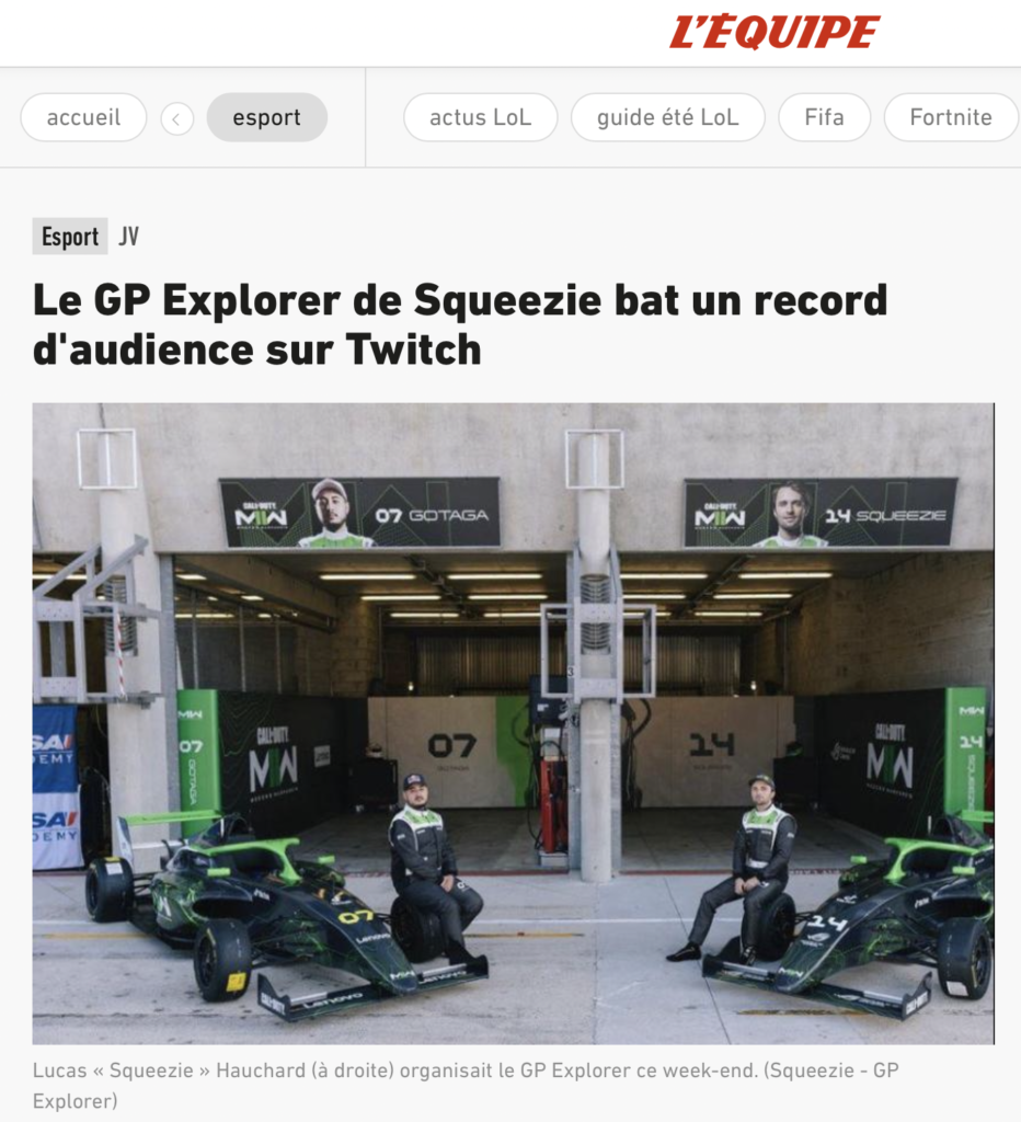 les médias parlent du GP explorer de Squeezie